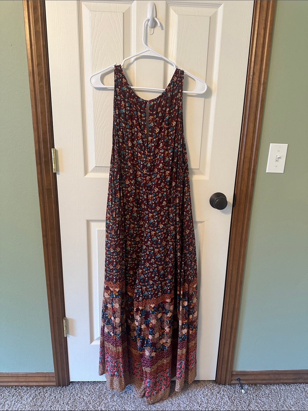 NATURAL LIFE Burgundy Floral Boho Jumpsuit - Picture 3 of 3